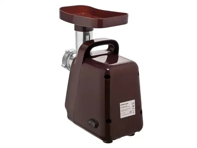 Мясорубка BRAYER BR1601, 1300 Вт, производительность 1,5 кг/мин, металлический шнек, реверс, пластик, коричневая/серебро