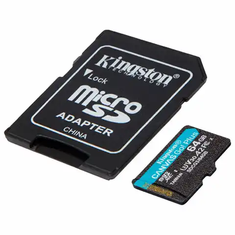 Карта памяти microSDXC 64 ГБ, KINGSTON Canvas Select Plus, UHS-I, 100 Мб/с (class 10), SDCS2/64GBSP