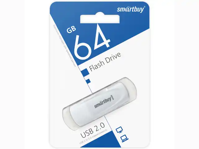 Флеш-диск 64 GB SMARTBUY Scout USB 2.0, белый, SB064GB2SCW