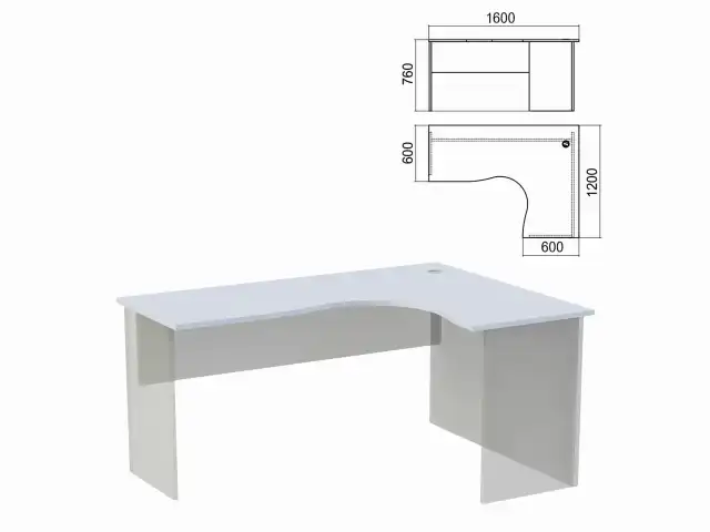 Стол компактный ЧАСТЬ 1 "Арго", 1600х1200х760 мм, правый, серый