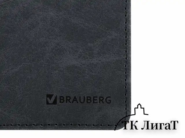 Планинг настольный недатированный (305x140 мм) BRAUBERG `status`, под кожу, 60 л., черный, 113372