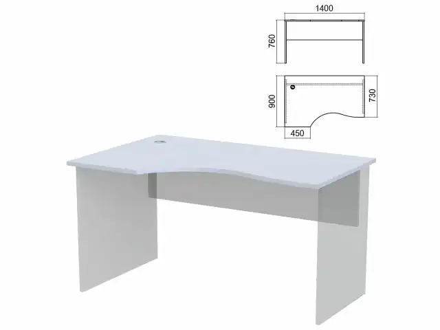 Стол эргономичный ЧАСТЬ 1 "Арго", 1400х900х760 мм, левый, серый