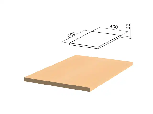 Крышка для тумбы приставной (код 640144) "Монолит", 400х600х22 мм, бук бавария, ТМ02.1