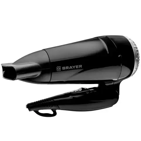 Фен BRAYER BR3024, 1600Вт, 2 скорости, складная ручка, холодный воздух, черный