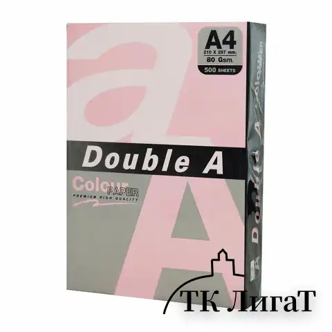 Бумага цветная DOUBLE A, А4, 80 г/м2, 500 л., пастель, розовая