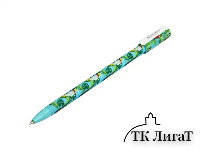 Ручка шариковая BRAUBERG SOFT TOUCH STICK "PARROTS", СИНЯЯ, мягкое покрытие, узел 0,7 мм, 143706