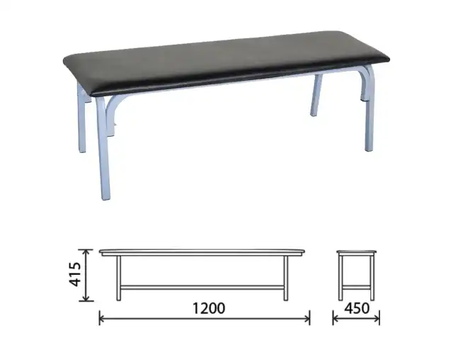 Банкетка без спинки "Астрид", 1200х450х415 мм, серый каркас, кожзам черный