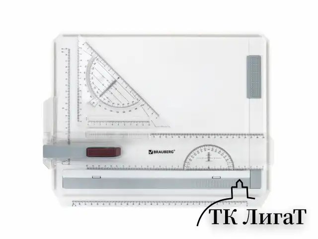 Доска чертежная А4, 370х295 мм, с рейсшиной и треугольником, BRAUBERG, 210535