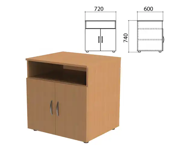 Тумба приставная "Эко", 720х600х740 мм, 2 двери, полка, бук бавария, 400994-55