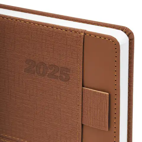 Ежедневник датированный 2025 А5 138х213мм BRAUBERG Pocket,под кожу, карм, держатель для ручки, коричневый, 115908