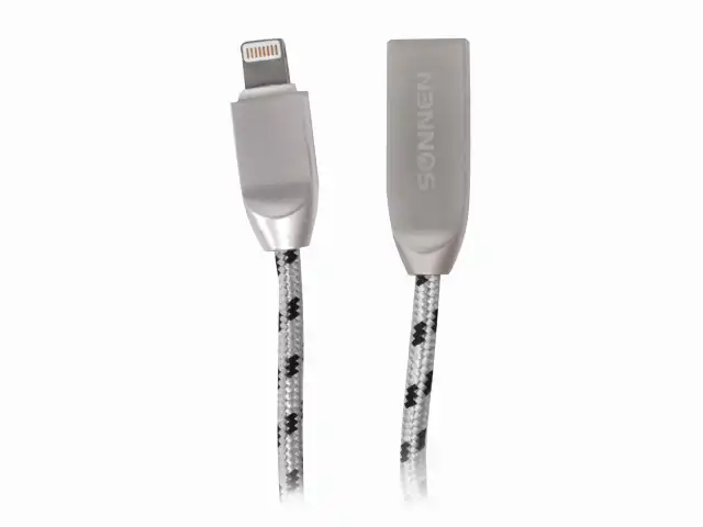 Кабель USB 2.0-Lightning, 1 м, SONNEN Premium, медь, для iPhone/iPad, передача данных и зарядка, 513126