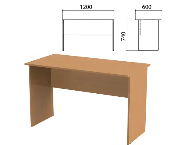 Стол письменный "Эко", 1200х600х740 мм, бук бавария, 400747-55