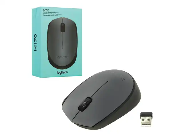 Мышь беспроводная LOGITECH M170, 2 кнопки + 1 колесо-кнопка, оптическая, черная, 910-004642