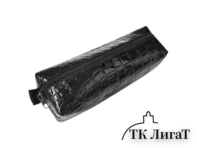 Пенал-косметичка BRAUBERG "Ultra black", "крокодиловая кожа", 20х6х4 см, 223909