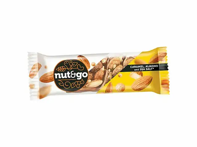 Батончик NUT AND GO из цельного миндаля в соленой карамели, 34 г, шоу-бокс, ВК313