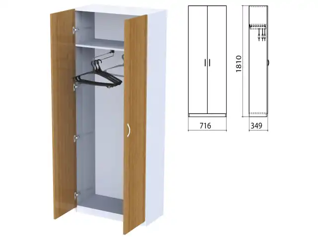 Шкаф для одежды "Бюджет", 716х349х1810 мм, орех французский (КОМПЛЕКТ)