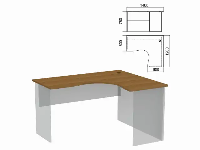 Стол компактный ЧАСТЬ 1 "Арго", 1400х1200х760 мм, правый, орех