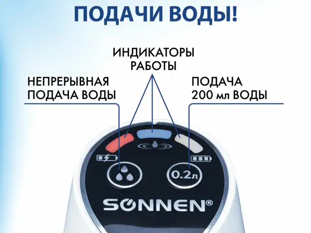 Помпа для воды электрическая SONNEN EWD152W, 1,5 л/мин, 2 РЕЖИМА, АККУМУЛЯТОР, АДАПТЕР, пластик, 455217