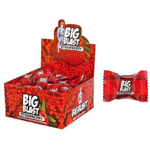 Жевательная резинка BIGBLAST со вкусом Клубники, 100 шт по 4 г в шоубоксе, ТУРЦИЯ, УТ-00002107