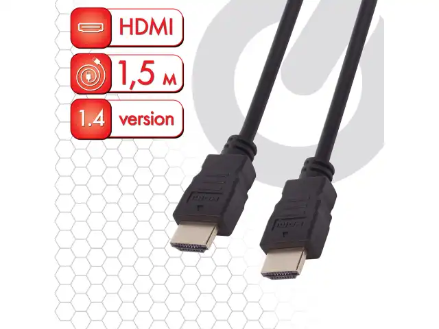 Кабель HDMI AM-AM, 1,5 м, SONNEN, ver 1.4, FullHD, 4К, для ноутбука, компьютера, монитора, телевизора, проектора, черный, 513120