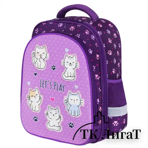 Ранец BRAUBERG KIDS STANDARD, 2 отделения, "Playing kittens", 36х28х14 см, 272038