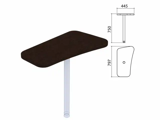 Стол приставной "Приоритет" (797х445х750 мм), БЕЗ ОПОР (640411), венге, К-922, К-922 венге