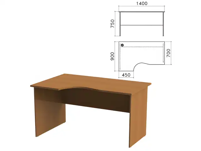 Стол письменный эргономичный "Монолит", 1400х900х750 мм, левый, цвет орех гварнери, СМ5.3