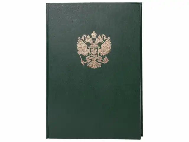 Книга учета 96 л., клетка, твердая, бумвинил, офсет, герб, А4 (200х290 мм), BRAUBERG, зеленая, 130277