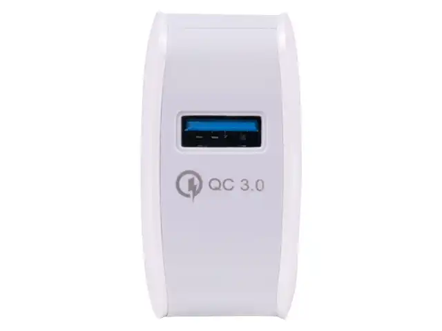 Быстрое зарядное устройство сетевое (220В) SONNEN, порт USB, QC 3.0, выходной ток 3А, белое, 455506
