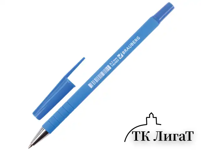 Ручка шариковая BRAUBERG "Capital blue", СИНЯЯ, корпус soft-touch голубой, узел 0,7 мм, линия письма 0,35 мм, 142493