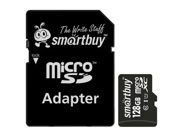 Карта памяти micro SDXC, 128 GB, SMARTBUY, UHS-1 U1, 80 Мб/сек. (class 10), с адаптером, SB128GBSDCL1001