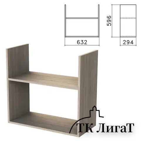 Полка навесная настенная "Бюджет", 632х294х596 мм, дуб сонома, 402668-091