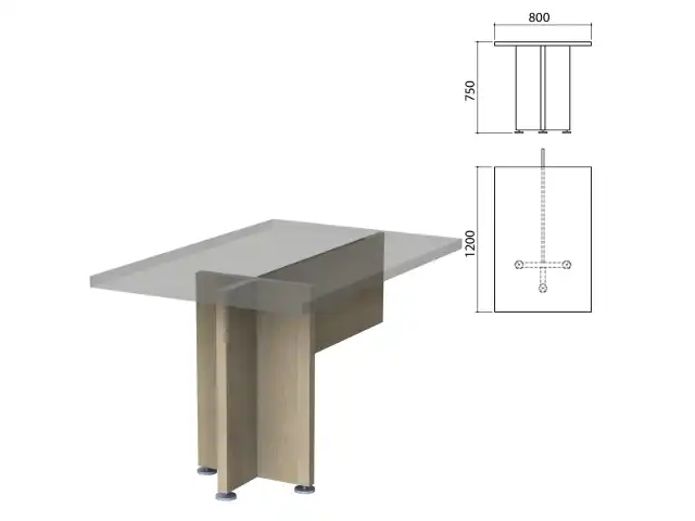 Каркас стола приставного "Приоритет" (800х1200х750 мм), кронберг, К-918, К-918 кронберг