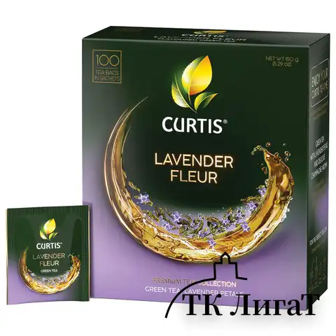 Чай CURTIS "Lavender Fleur" зеленый c лавандой, лепестками роз, 100 пакетиков в конвертах по 1,7 г, 102560