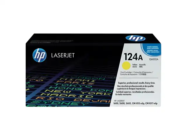 Картридж лазерный HP (Q6002A) ColorLaserJet CM1015/2600 и др, №124A, желтый, оригинальный, 2000 стр.