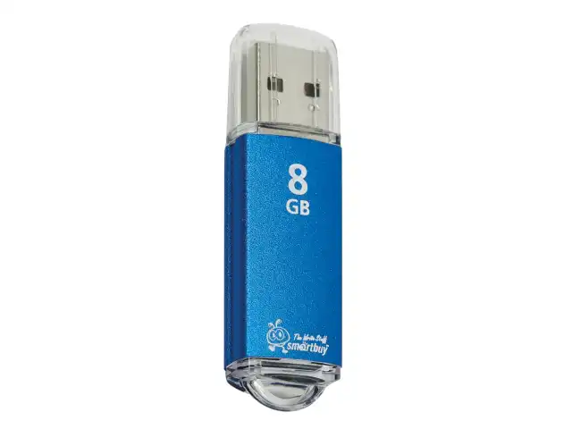 Флеш-диск 8 GB, SMARTBUY V-Cut, USB 2.0, металлический корпус, синий, SB8GBVC-B