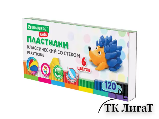 Пластилин классический BRAUBERG KIDS, 6 цветов, 120 г, стек, ВЫСШЕЕ КАЧЕСТВО, 106435