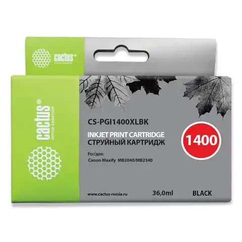 Картридж струйный CACTUS (CS-PGI1400XLBK) для CANON МВ2040/МВ2340, черный