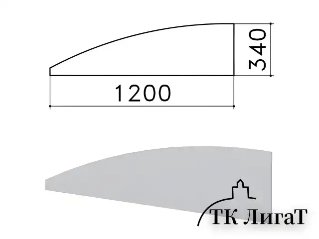 Экран-перегородка "Монолит", 1200х16х340 мм, БЕЗ ФУРНИТУРЫ (код 640237), серый, ЭМ20.11