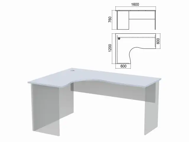 Стол компактный ЧАСТЬ 1 "Арго", 1600х1200х760 мм, левый, серый