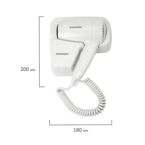 Фен для волос настенный SONNEN HD-2101 ULTRA PLUS, 1300 Вт, 2 скорости, белый, 608481