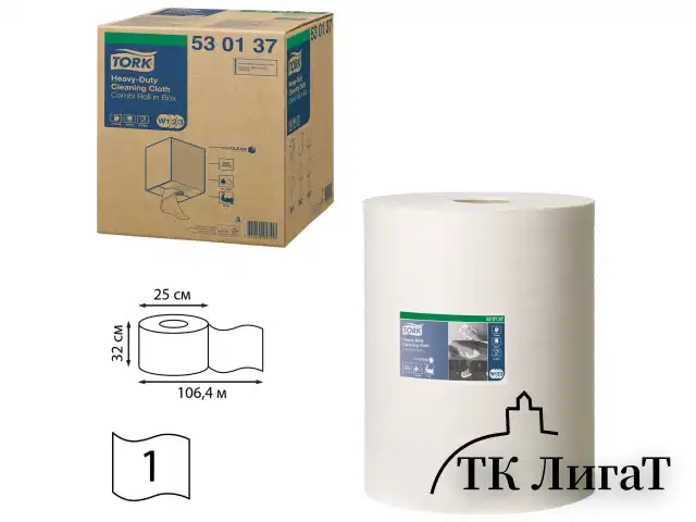 Протирочный нетканый материал TORK (Система W1, W2, W3) Premium, 280 л. в рулоне, 38х32 см, 530137