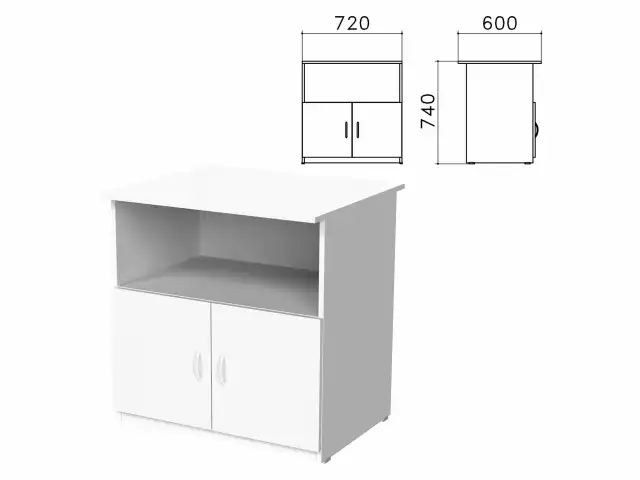 Тумба для оргтехники "Бюджет", 720х600х740 мм, 2 двери, белый, 402658-290