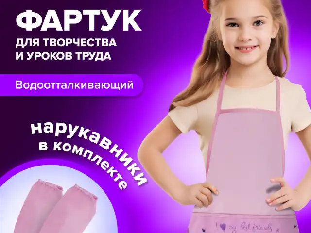 Фартук с нарукавниками BRAUBERG, 45x54 см, 3 кармана, 