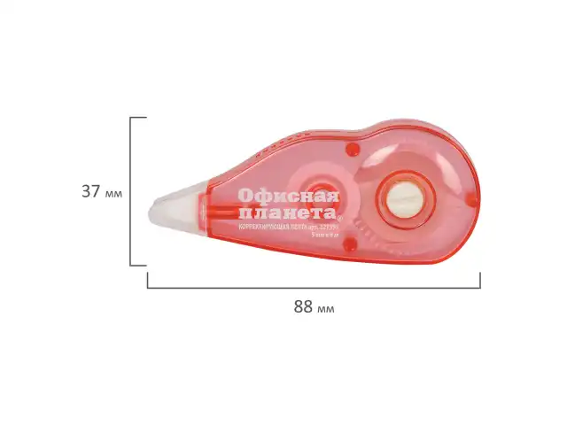 Корректирующая лента ОФИСНАЯ ПЛАНЕТА 5 мм х 6 м, корпус красный, механизм перемотки, блистер, 227593