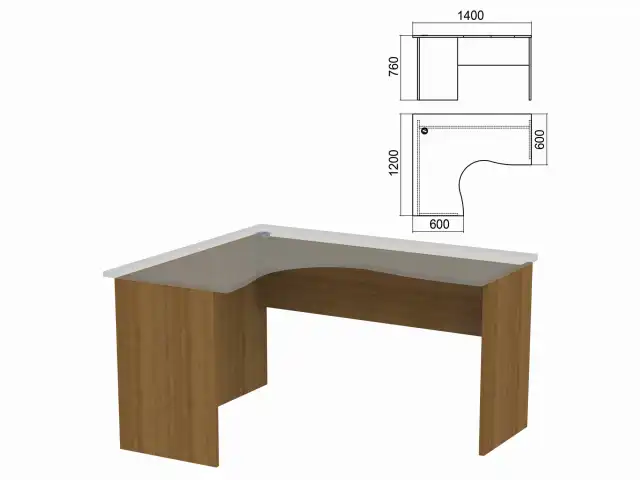 Стол компактный ЧАСТЬ 2 "Арго", 1400х1200х760 мм, левый, орех