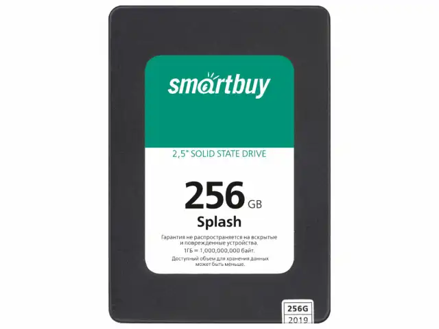 Твердотельный накопитель SSD SMARTBUY Splash 256GB, 2,5", SATA III, черный, SBSSD-256GT-MX902-25S3