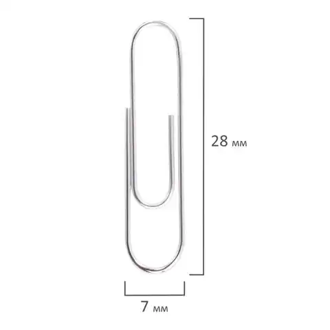 Скрепки ОФИСМАГ, 28 мм, никелированные, 100 шт., в картонной коробке, Россия, 222094