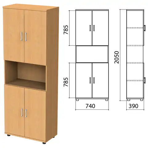Шкаф полузакрытый "Монолит", 740х390х2050 мм, цвет бук бавария (КОМПЛЕКТ)