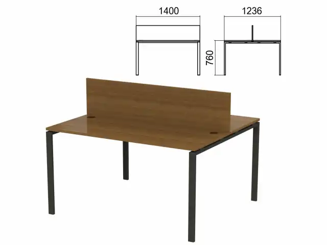 Стол письменный 2-МЕСТНЫЙ на металлокаркасе "Арго", 1400х1236х760 мм, орех (КОМПЛЕКТ)